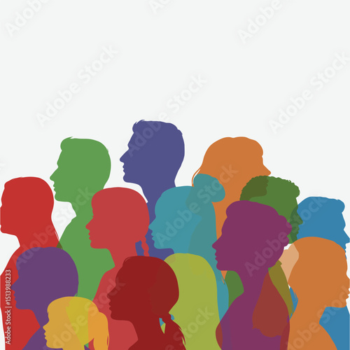 Colorful Diverse Silhouette Portraits – Vibrant Community of All Ages and Ethnicities