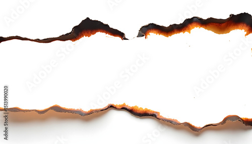 white burnt paper with burnt edges isolated transparent background