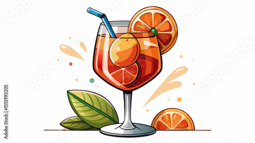 Aperol Spritz cocktail drink on a white isolated background.