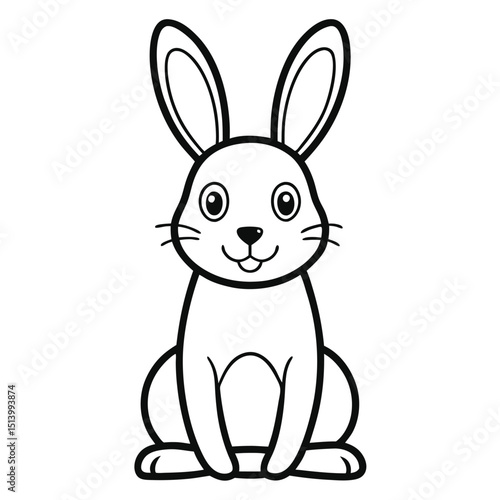 Cute Cartoon Rabbit Outline Illustration with a Simple and Friendly Design