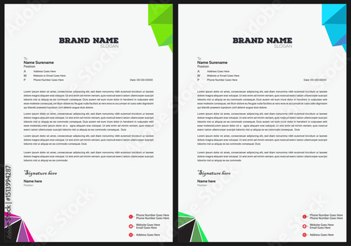 Minimalist concept business style letterhead template design. Professional & modern letterhead template design with geometric shapes. Vector graphic design.Professional corporate business letterhead 