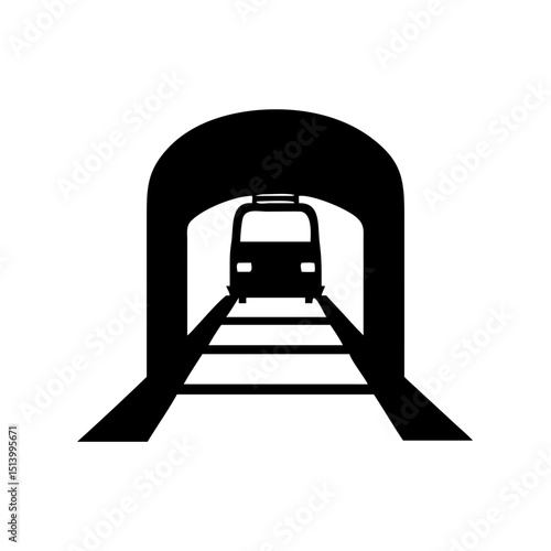 Train subway tunnel vector illustration transportation railway travel underground icon symbol 90