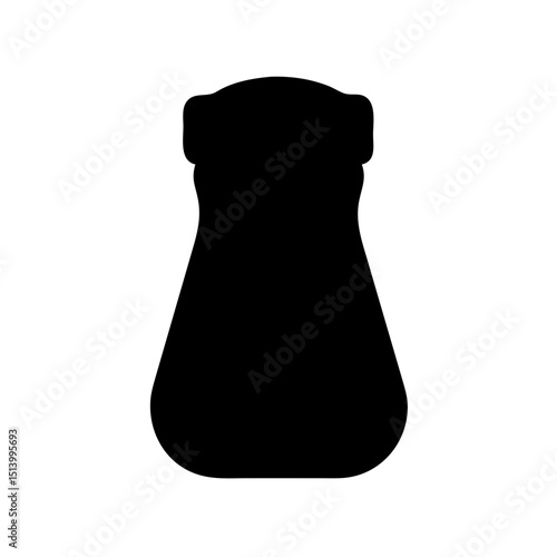 Black silhouette of a salt shaker or pepper shaker for kitchen and dining table use icon vector