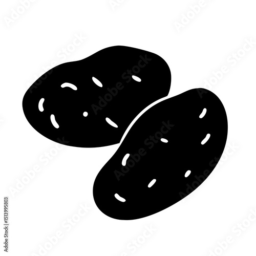 Isolated black potato vector illustration, raw potato drawing for graphic design elements and art