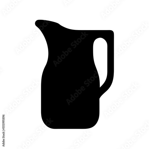 Black silhouette of a pitcher vector graphic for kitchenware and drinkware related designs and art