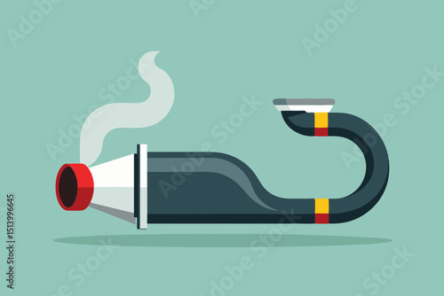 Modern Car Exhaust Vector with Smoke Lines