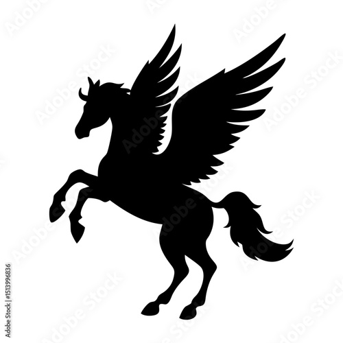 Black pegasus silhouette vector image for mythical creatures design and fantasy art projects download