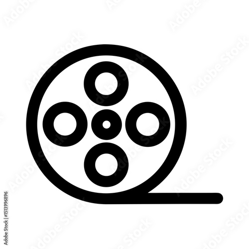 Movie film reel vector icon for cinema production and video industry graphic design projects resource