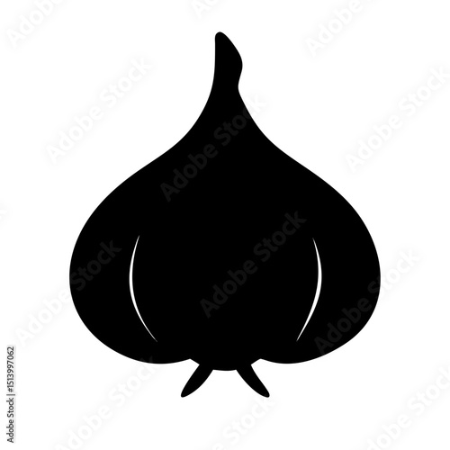 Black garlic bulb vector illustration for cooking recipes and healthy eating designs isolated art
