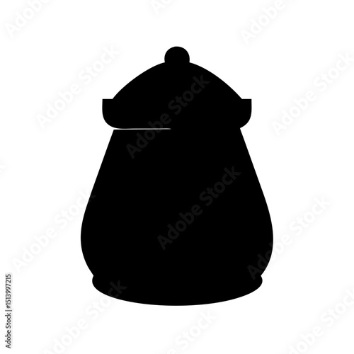Black silhouette of a sugar bowl with lid vector illustration for kitchen design needs
