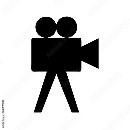 Vintage film camera icon vector illustration for cinema movie making and video production use