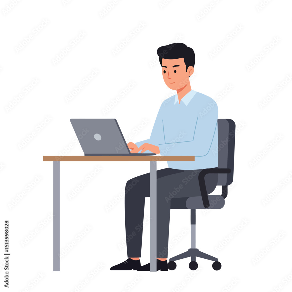 working at her desk at home. She has a lot of work. working with laptop at her work desk and testing ui and ux. Vector illustration of student studying at home. working at her desk at home. She has a lot of work. working with laptop at her work desk and testing ui and ux. Vector illustration of student studying at home.