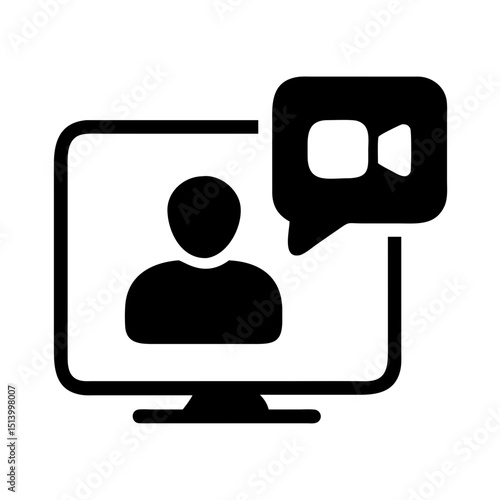 Online video conference meeting icon vector illustration for remote communication and webinar 90