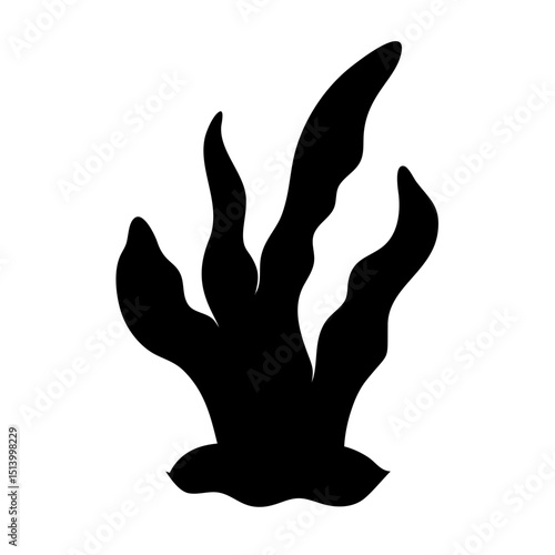Seaweed vector silhouette illustration, underwater plant drawing, marine algae design, ocean flora art