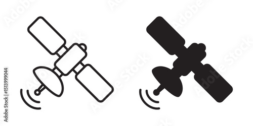 Satellite line icon, space satellite icon symbol.