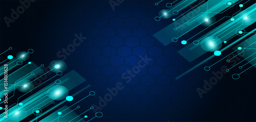 Abstract blue steel mesh background with blue glowing lines with free space for design. Modern technology innovation concept background. Perforated dark blue metal sheet for background image.