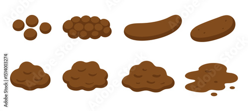 Bristol stool chart infographic illustrating different types of human fecal matter, medical, health concept for gastroenterology, digestive health education, isolated on white background, poop, feces
