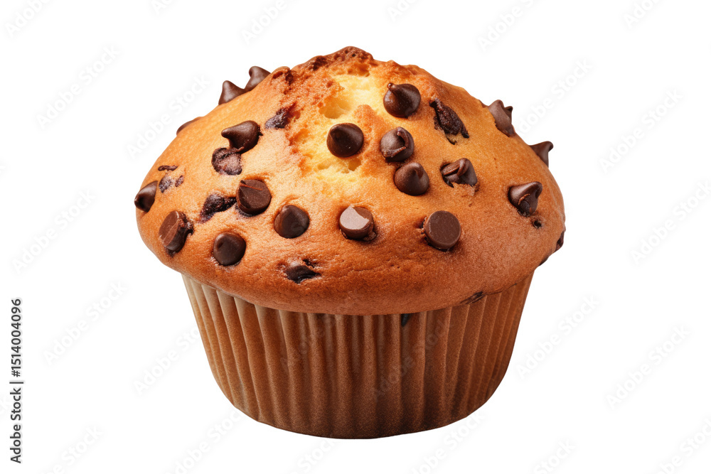 Delicious chocolate chip muffin isolated on a black background perfect for food related projects Delicious chocolate chip muffin isolated on a black background perfect for food related projects