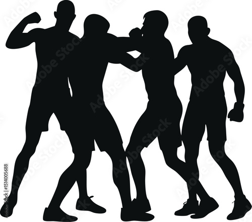 A Transparent Silhouette of Individuals Engaged in a Vigorous Physical Confrontation An Artistic Representation of a Fight Scene Illustrating the Intensity and Dynamics of Human Interaction	