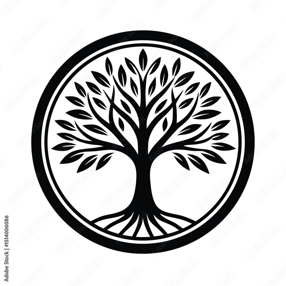 vector tree silhouette with leaves vector tree silhouette with leaves