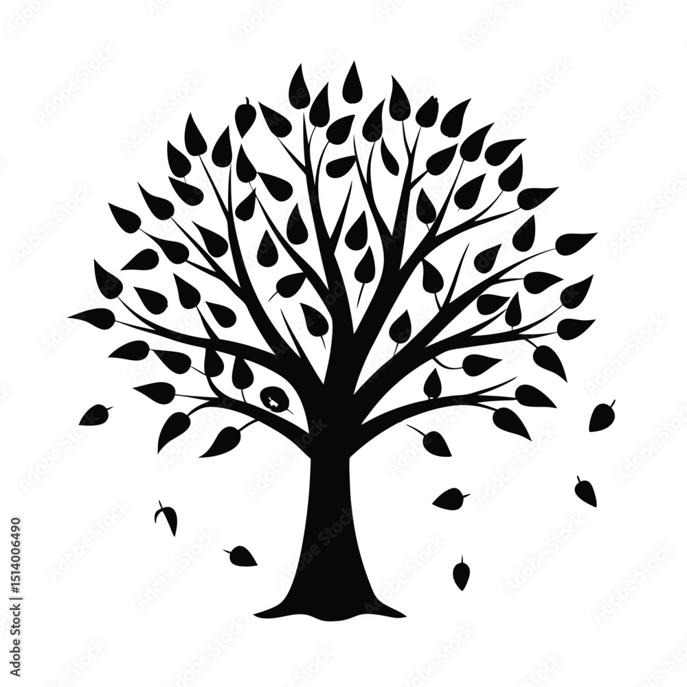 Obraz premium vector tree silhouette with leaves