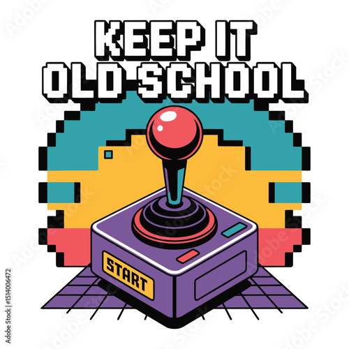 Keep It Old School Retro Arcade Joystick T Shirt Design