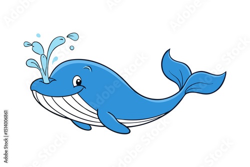 Cheerful Whale with Blowhole Water Spray