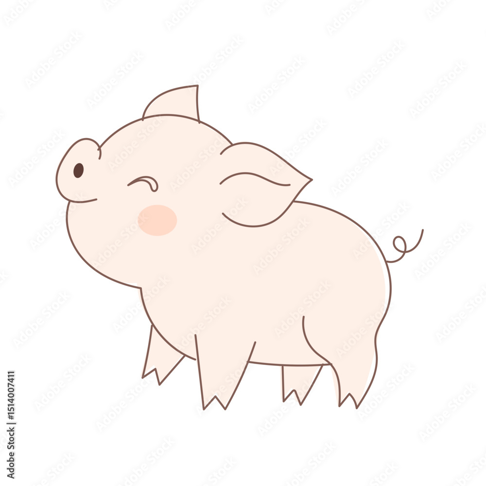 Cute Cartoon Pig Character Icon. Positive Kawaii Outline Piggy Farm Animal. Piglet Small Mascot Funny Positive Childish baby Shower or Birthday Party Decoration Illustration. Cute Cartoon Pig Character Icon. Positive Kawaii Outline Piggy Farm Animal. Piglet Small Mascot Funny Positive Childish baby Shower or Birthday Party Decoration Illustration.