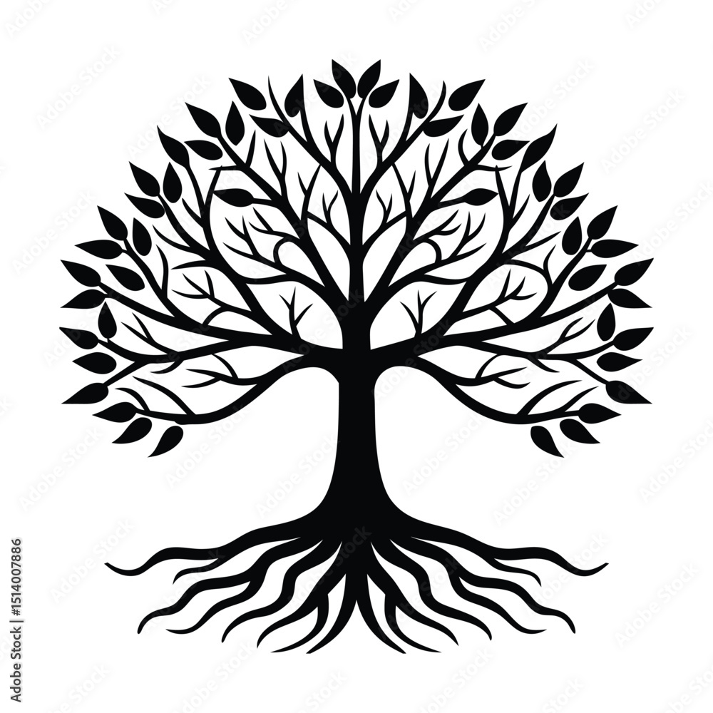 Obraz premium vector tree silhouette with white background 