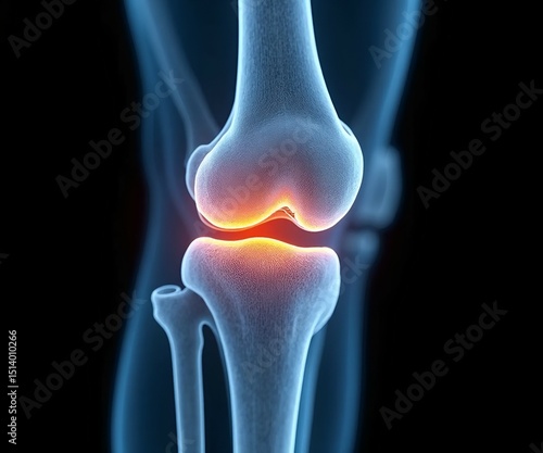 Detailed MRI Image of Human Knee with Ruptured Anterior Cruciate Ligament
