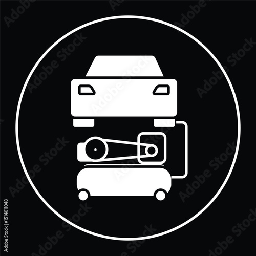 Fill the tires with air compressor illustration. Refill air tire pressure icon vector. Truck car icon on white background 