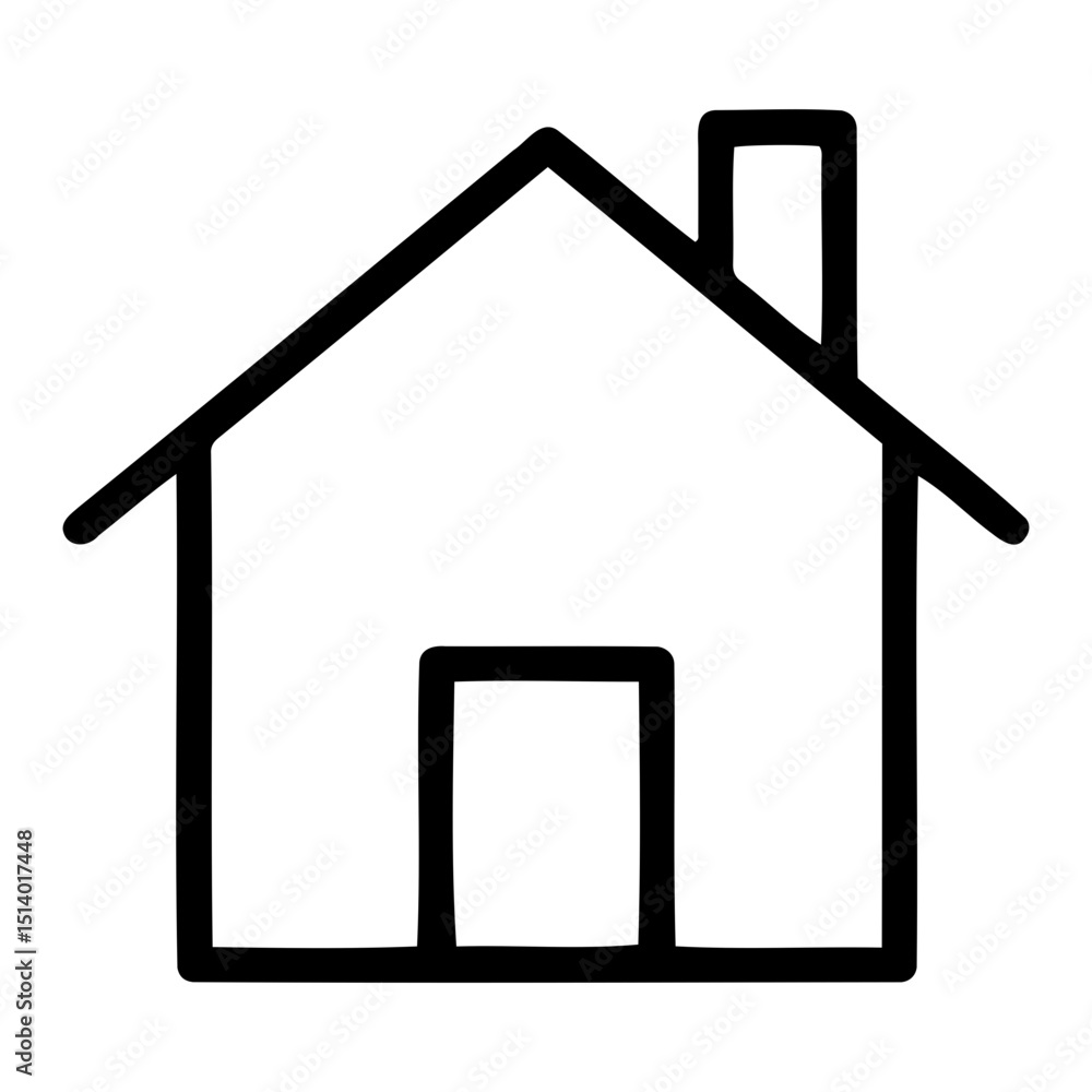 Simple black outline house icon with chimney Simple black outline house icon with chimney
