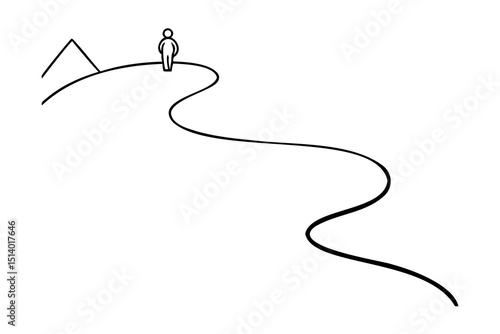 Person standing on a hilltop overlooking a winding path