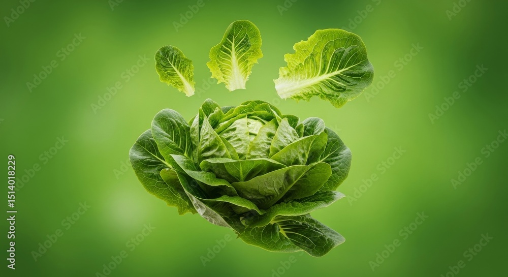 Obraz premium Fresh lettuce on green background