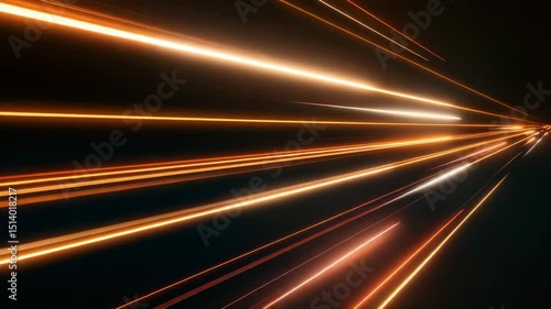 Abstract light trails in the form of orange and gold stripes, creating the effect of speed and movement on a dark background