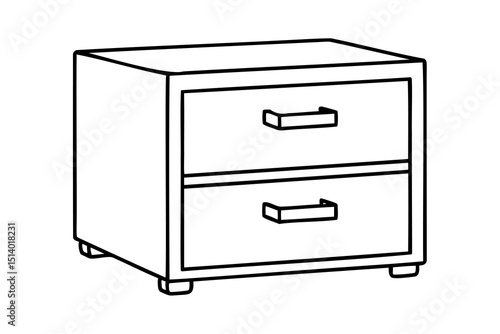 Simple line drawing two drawer nightstand bedroom furniture