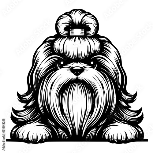 Shih Tzu Peeking Dog Vector Illustration Isolated on White