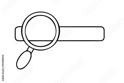 Magnifying glass over search bar simple line art illustration