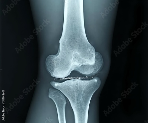  X-Ray of Surgically Repaired Broken Bone with Metal Plate and Screws

