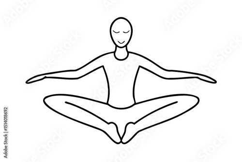 Person meditating in a peaceful yoga pose simple line art illustration
