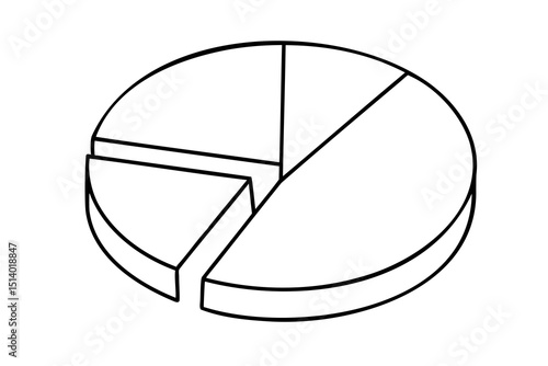 Simple black and white pie chart graphic illustration