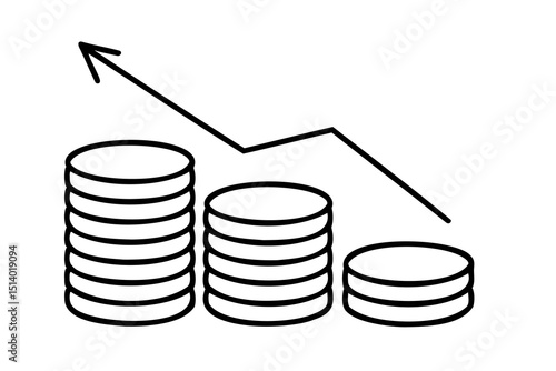 Increasing stacks of coins showing financial growth