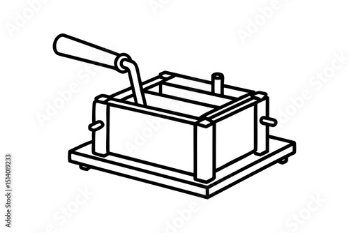 Manual block making machine simple line drawing illustration