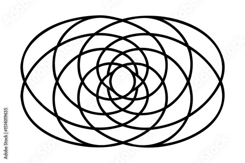 Abstract black and white geometric oval pattern design