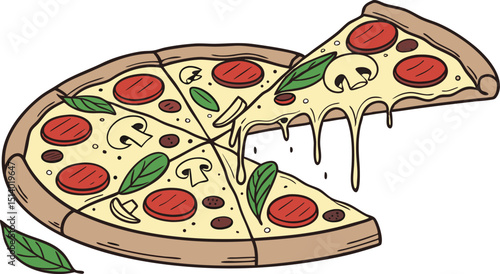 pizza with salami and cheese