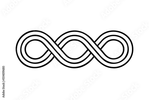 Triple intertwined infinity symbol abstract design element
