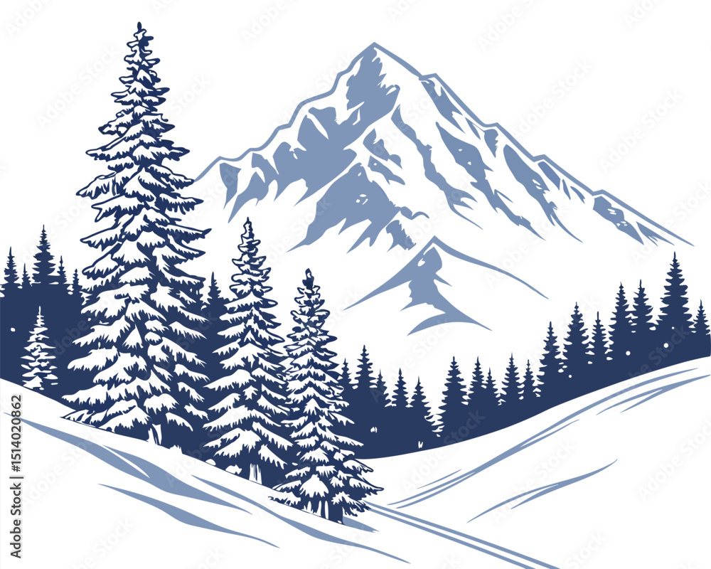 Fototapeta premium winter forest landscape vector