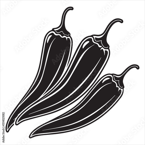 Graphic of a chili pepper and designs of a black chili silhouette collection