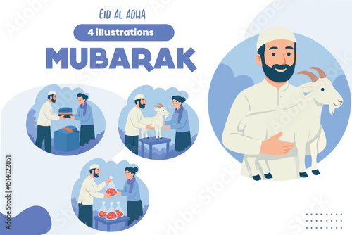 Eid al-Adha Mubarak Illustration Set