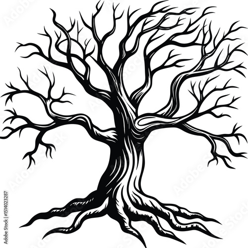 A Detailed Exploration of the Complex Branching Pattern and Extensive Root System of an Ancient and Majestic Deciduous Tree